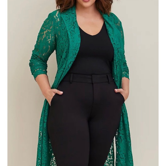 🆕 Green Lace Trench Coat 2 2X 18 20 NWT Torrid New! - Picture 3 of 7